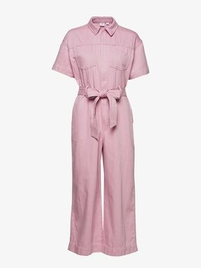 GAP Pink Short-Sleeve Tie-Waist Jumpsuit